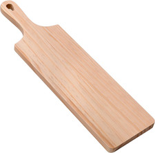 Small Rubber Wood Cutting Board with Handle, 16" X 4.5" Long Wooden Charcuterie