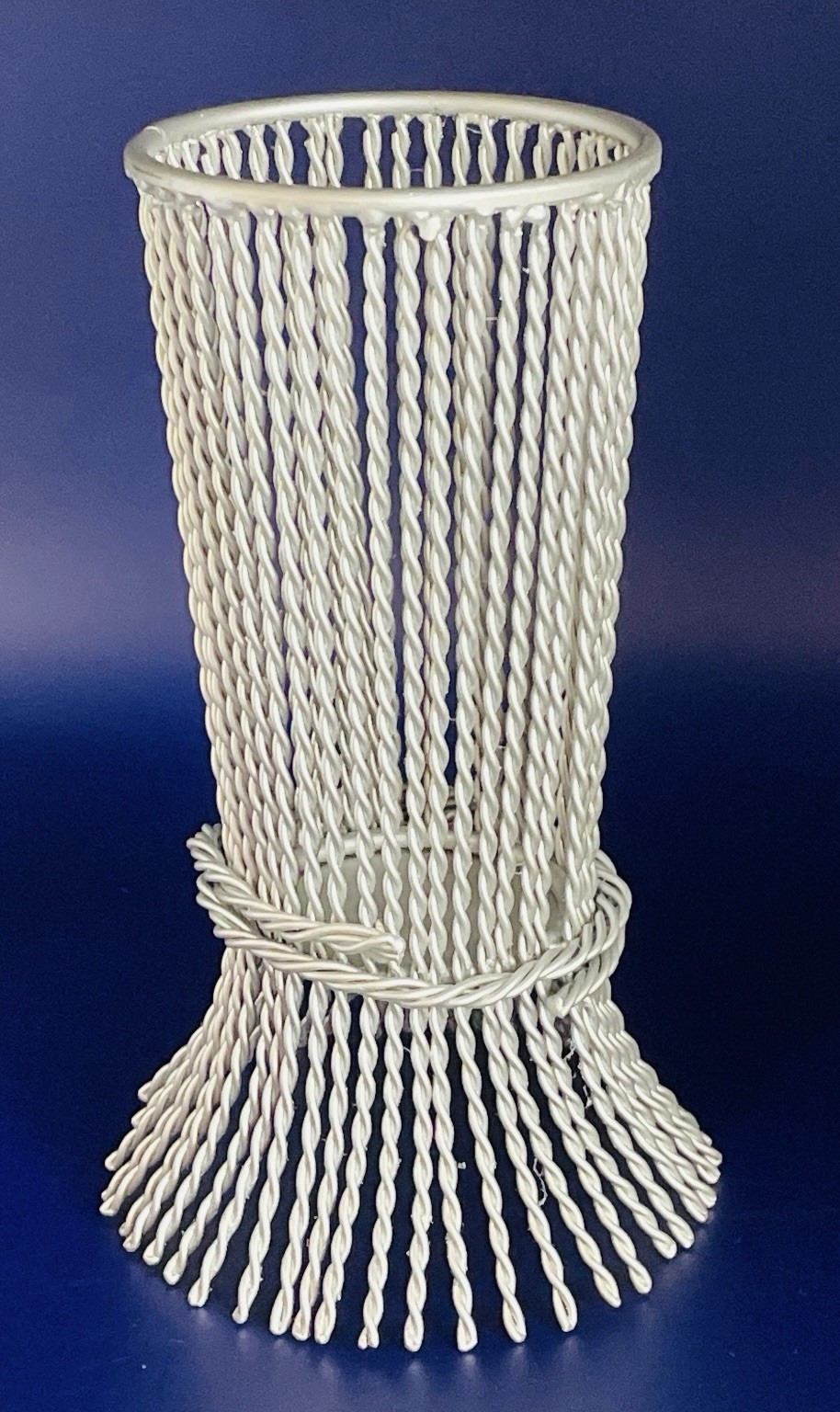 Silver Color Twisted Metal Wheat Bundle Pillar Candle Holder 9"