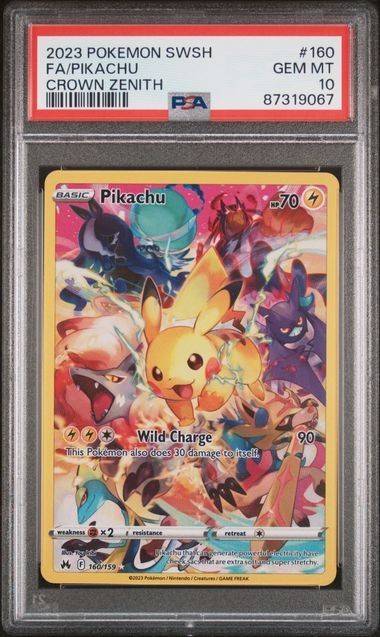 Pokemon Pikachu Crown Zenith Secret Rare Full Art #160 PSA 10 Gem