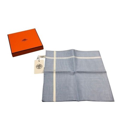 Hermes Baumwolle 100% H Muster Taschentuch hellblau Geschenk 45 x 45 cm