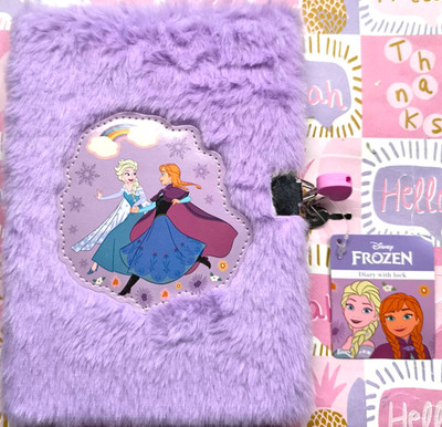 Disney Frozen Tagebuch Plüsch mit Schloß A5 Notizbuch 80 Blatt flauschig