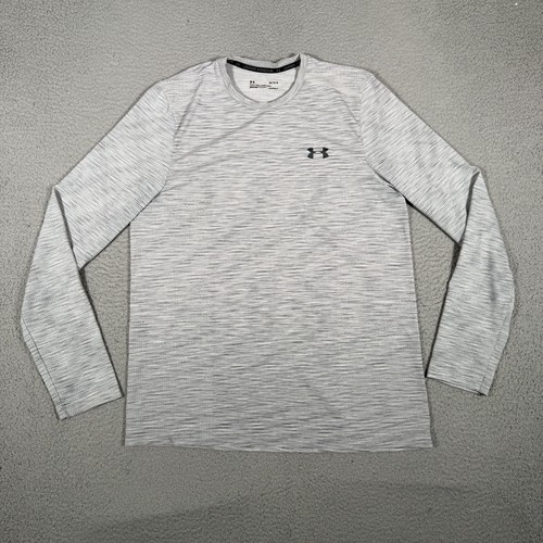 Under Armour Shirt Mens Large Gray Athletic Performance Stretch Gym Workout Logo