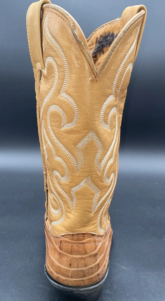 Botas vaqueras naranja cocodrilo real cuero real vintage western para hombre talla-9 E Foto 3 de 4