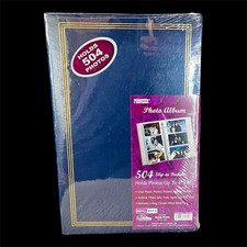 3-Ring Pioneer Photo Album 4x6  Photos 504 Pockets Navy Blue Gold Pin Stripes