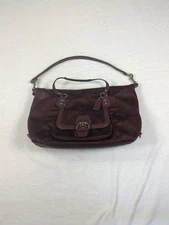 Coach Campbell Belle Burgundy Signature Lurex Shoulder Hand Bag F 26246