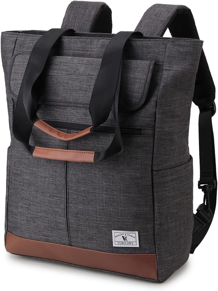 Waterproof 15.6 Inch Laptop Backpack for Women - Convertible PU Design-image