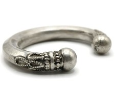 Vintage Tribal Hand Etched Cuff Bracelet in Sterling Silver 7.2 Inches
