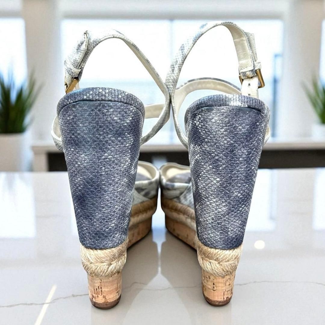 GUCCI Python Wedge Sole High Heel Mule Sandals - image 4