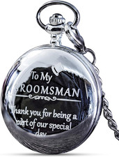 Personalized Silver Pocket Watches for Groomsmen Best Man Gifts
