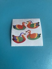 Vintage 80 s Pearly Mallard Ducks Sticker Module 2x2 Inches