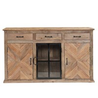 Sideboard Vitrine Chateau 150Cm Massiv Rustikal Industrial Anrichte Kommode