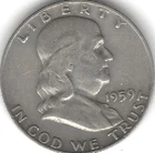 1959-D 50 cent, Franklin silver half dollar (U.S. COIN, MONEY, COLLECTIBLE)