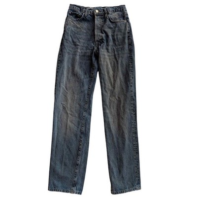 ZARA High Rise Straight Leg Jeans Medium Wash Button Fly Women Size 0