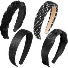 Taiyin 4 Pcs Black Headband Accessories Knotted Criss Cross Hair Accessories ...