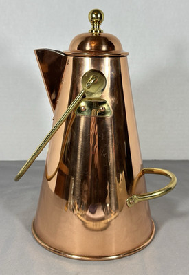 Vintage Copral Portugal Copper Brass Kettle Coffee Pot Pitcher 11  Polished