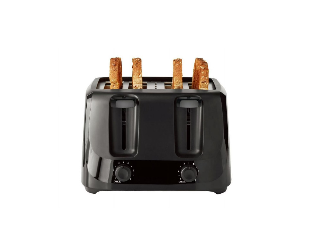 Mainstays 4-Slice Toaster Black with 6 Shade Settings and Removable Crumb Tray