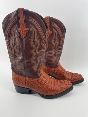 Caiman Leather Men's Cowboy Boots Size 11 Trinity River Brown Western Exotic