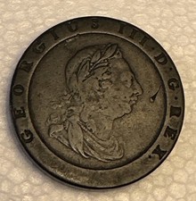 1797 UK Great Britain United Kingdom KING GEORGE III Genuine Penny Coin