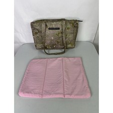 Petunia Pickle Bottom Pink/Green Paisley Floral Purse Diaper Bag with Change Pad