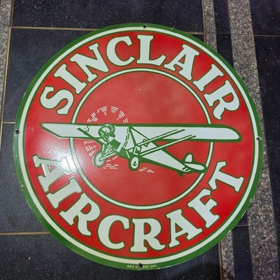 SINCLAIR AIRCRAFT PORCELAIN ENAMEL SIGN 29 X 29 INCHES