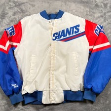 Vintage 90s New York Giants Satin Jacket Mens Small White Chalk Line NFL Graphic