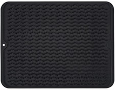Silicone Dish Drying Mat, Non-Slip Easy Clean Sink 24" x 18", Black