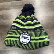 New Era Seattle Seahawks beanie Green Blue White Pom Hat Osfm