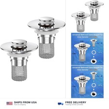 Bathroom Sink Drain Strainer, 2PCS Pop-up Sink Drain Strainer with Removable...
