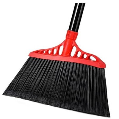 Heavy Duty Angle Broom - 55'' Adjustable Iron Handle with Stiff Black and Red