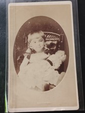 W. Sargent Child Portrait Cabinet Card Photograph Cdv Girl With Doll Late 1800s