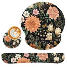 Britimes Ergonomic Mouse Pad Set with Wrist 9.8x9.1 inches, Floral Colorful