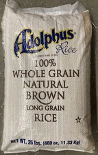 100% Whole Grain Natural Brown Rice 25lb Long Grain Rice Adolphus Rice