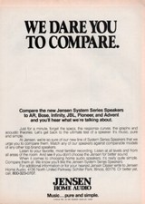 Jensen  - Speakers - Original Magazine Ad - 1981