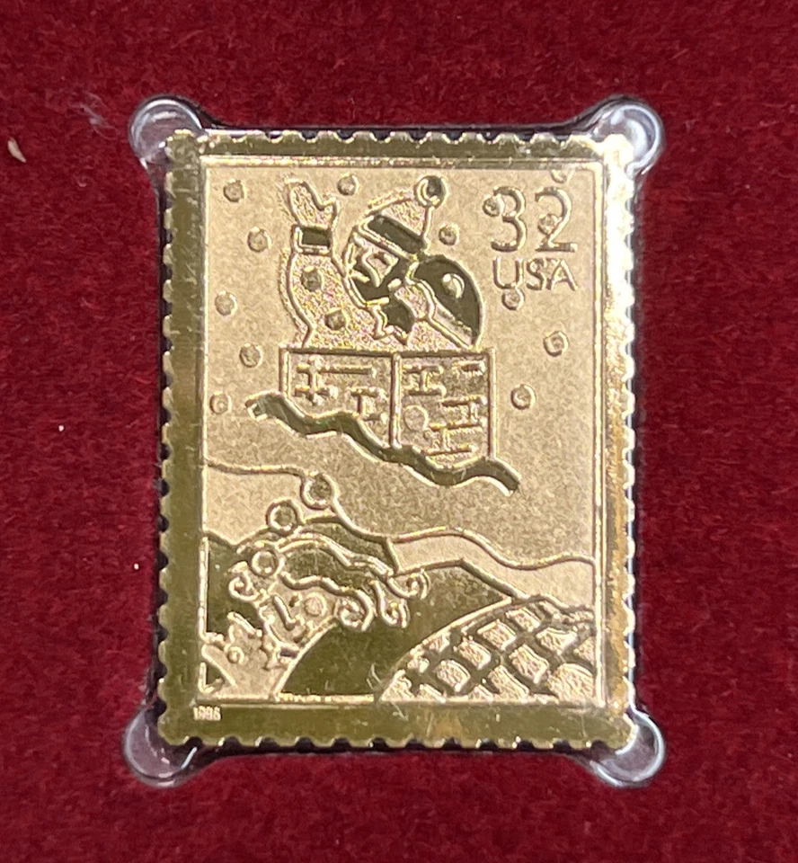 1996 Christmas Dreaming of Santa replica 22kt Gold Golden Cover FDC Stamp ZP33.Z - Image 3 of 4