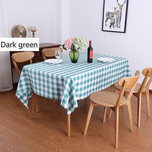 Checked Polyester Table Cloths Rectangular Banquet Dining Table Covers Pastrol - Picture 15 of 28