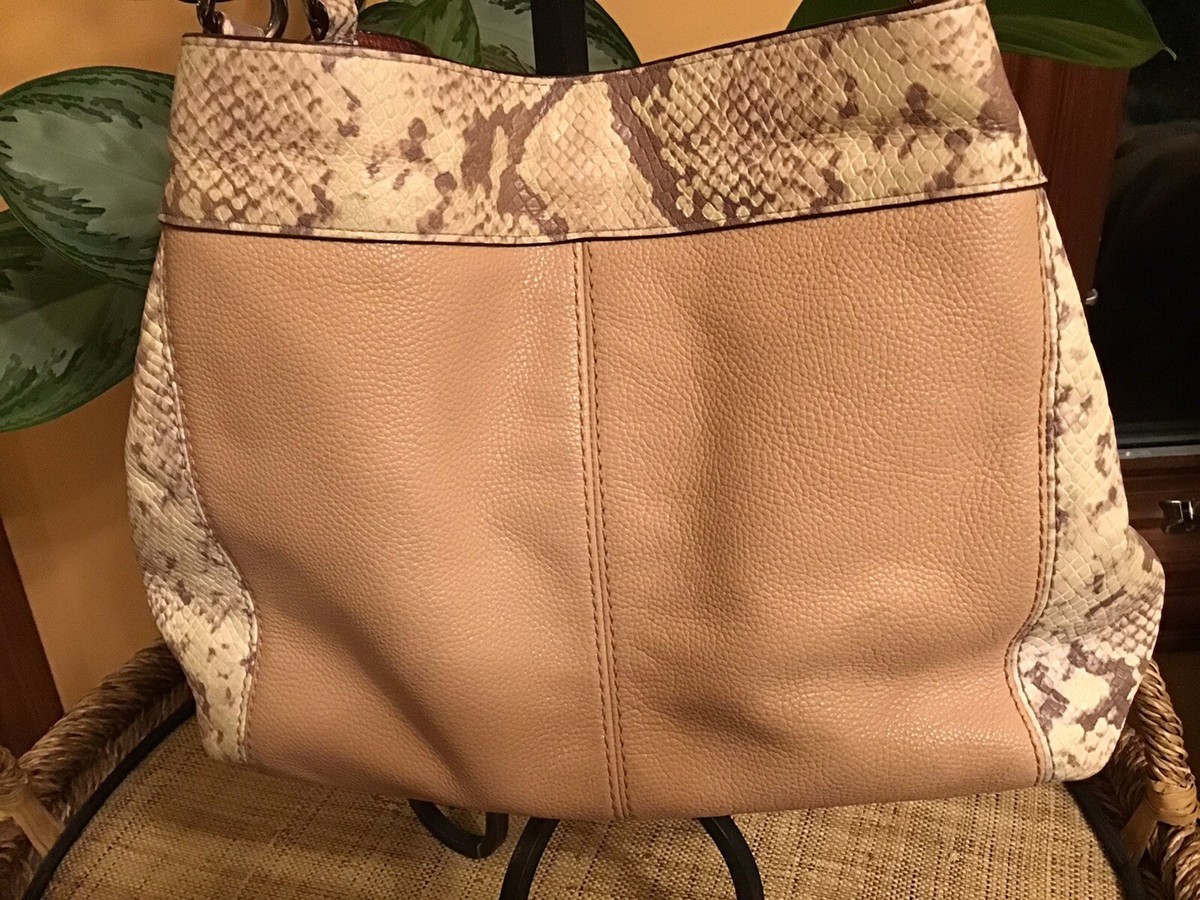 Coach Snake Print Bag Snakeskin Handbag Purse Beige Camel
