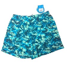 NWT Columbia PFG Omni-Shade Swim Trunk Blue Fish Print Men's Medium UPF 50
