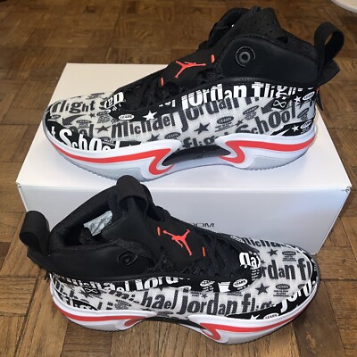 NWB Mens 10.5 Air Jordan XXXVI Flight School 36 Black White Graffiti NIB