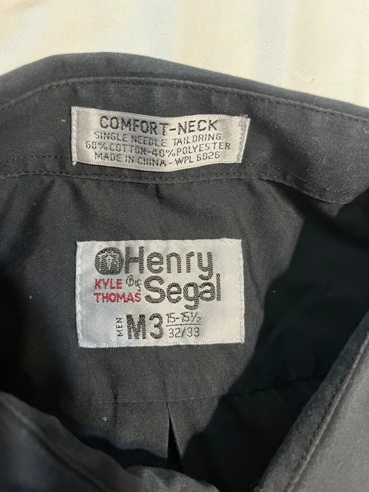 Camisa de hombre talla M 32/33 manga larga puño de barril liso - negra Foto 2 de 2