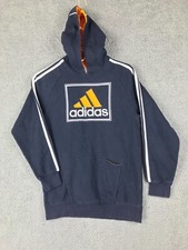 Adidas Boys Long Sleeve Pull Over Blue Fleece Hoodie Size Lg