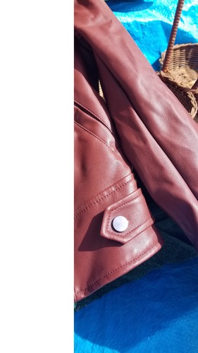 WOMEN'S BROWN FAUX LEATHER JACKET DYNAMITE MOTO MANEAU PU JACKET SIZE P/S - Picture 23 of 24