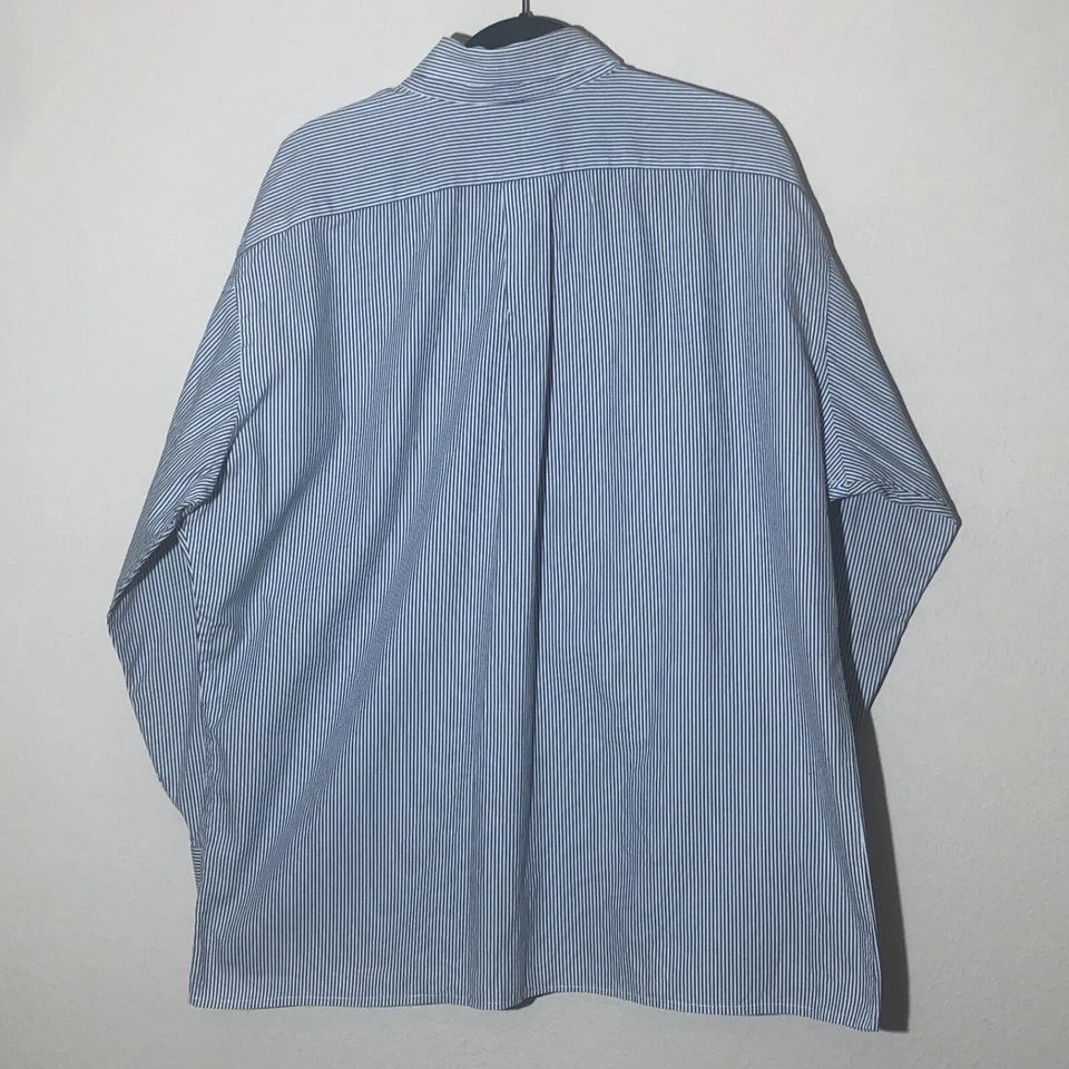 Paul Fredrick Shirt Mens 19/36 Gray Stripe 80's 2 Ply Pinpoint Oxford Classic - Image 2 of 4