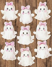 Ghost Pink Bow Die Cut Vinyl Stickers Set Scrapbooking Laptop Waterbottle 