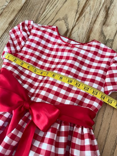Bailey Boys Red Gingham Dress Girls 10 with Red Satin Belt Made in USA - Picture 7 of 9