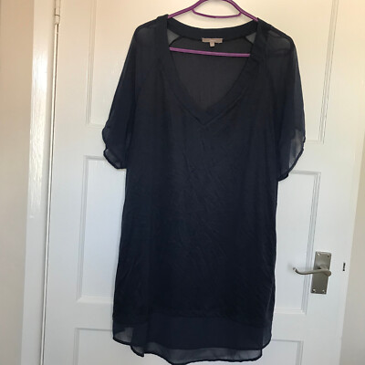 Matalan Soon blaues T-Shirt UK 18 kurz Chiffonärmel V-Ausschnitt Tunika Oberteil