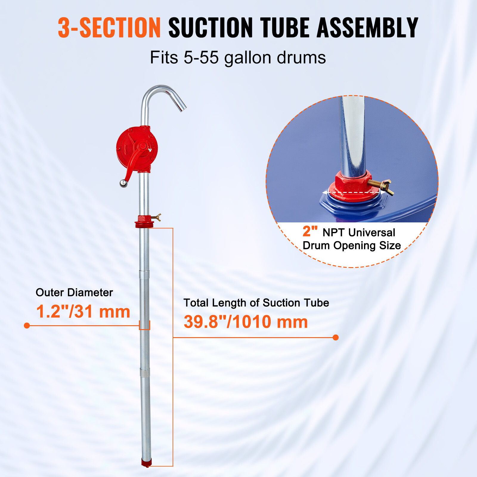 VEVOR Drum Rotary Barrel Pump Hand Crank Diesel Fuel Oil Transfer Pump