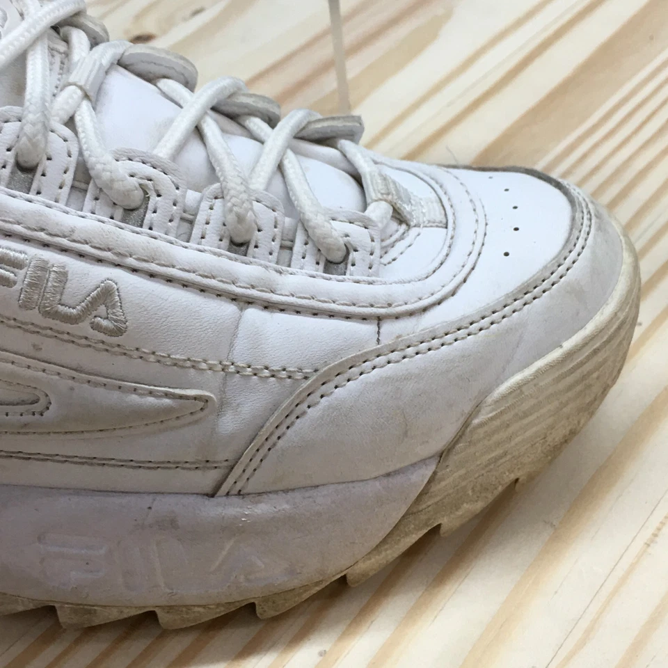 Fila Zapatos Juveniles 4.5 Disruptor II Tenis Blanco Con Cordones Informales Cómodos Medio Top Foto 4 de 4