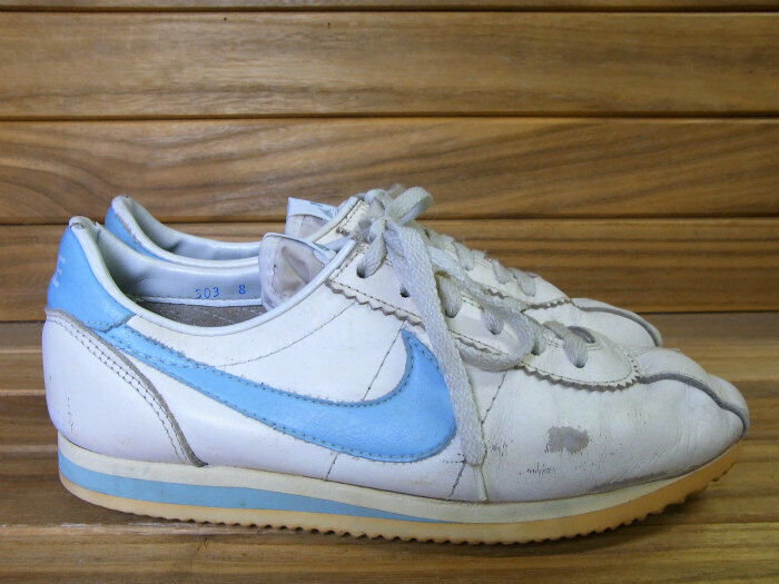 Nike 80s Vintage Sneakers Leather Cortez White Sky Blue Nike 80s Vintage Sneakers Leather Cortez White Sky Blue