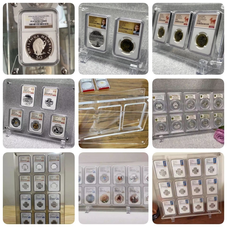 CUSTOMIZE Crystal Acrylic Wall Display Frame For ANACS/NGC/PCGS Coin Slab Holder - Image 2 of 4