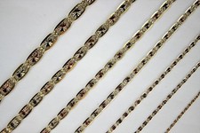 14K Gelb Weiß Rotgold Tri Color Valentino Kette Halskette 1,5 mm ~ 4 mm / 16 ~ 26 Zoll